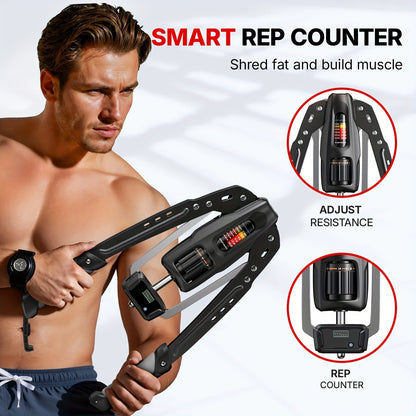 Fitness Equipment Hydraulic Chest Expander with Adjustable 10-200 kg Resistance and Digital Rep Counter