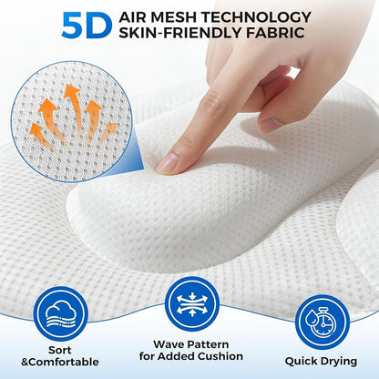 White Full-Body Bathtub Cushion in 52 × 16-Inch Size with 5D Air Mesh and Suction-Cup Backing