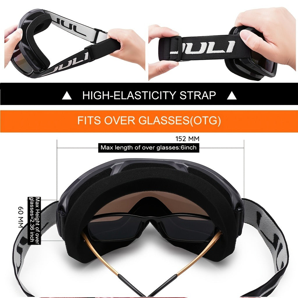 Black MAXJULI Over-the-Glasses Ski Goggles with Silver Lens and Single-Piece Checkout Option