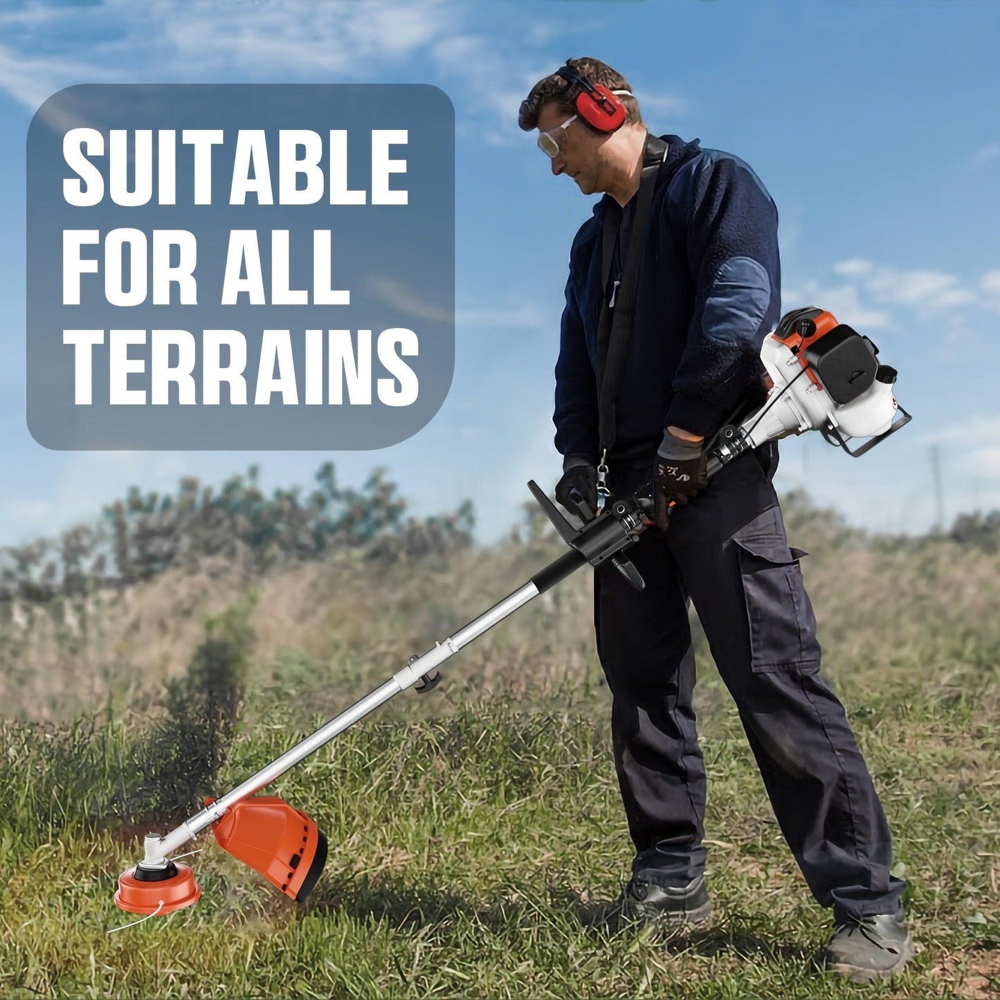 Gas String Trimmer 36CC 2-Cycle Weed Eater – 17" Cutting Swath, Easy Start Technology, Commercial Grade Gas Weed Wacker for Thick Weeds, Heavy-Duty Yard & Lawn Edging