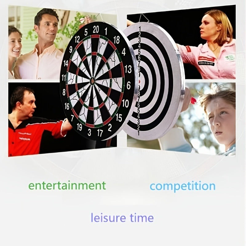 17-Inch Double-Sided Flocked Dartboard Set with Six Practice Darts, Six Gold-Color Darts and Alloy Edge Frame