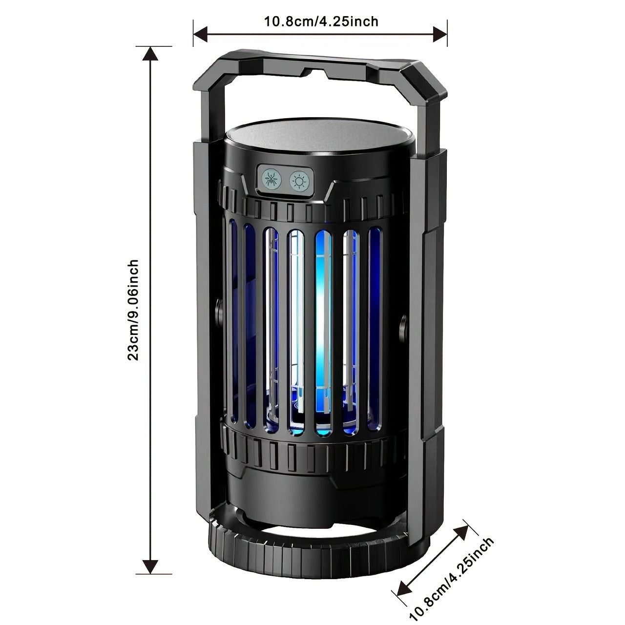 Rechargeable Lantern Bug Zapper with Blue Grid Light, Swivel Base, USB-C Cable and Cleaning Brush