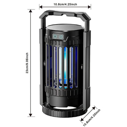 Rechargeable Lantern Bug Zapper with Blue Grid Light, Swivel Base, USB-C Cable and Cleaning Brush