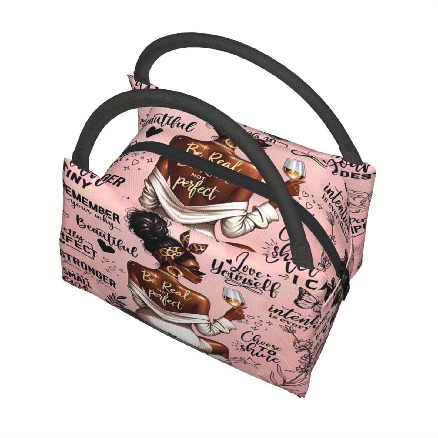 Insulated Lunch Bag with Wine-Tasting Pattern and 10.6 x 6.3 x 6.7 Inch Checkout Size for Daily Carry