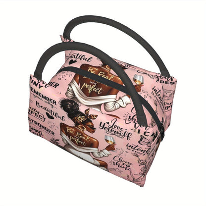 Insulated Lunch Bag with Wine-Tasting Pattern and 10.6 x 6.3 x 6.7 Inch Checkout Size for Daily Carry