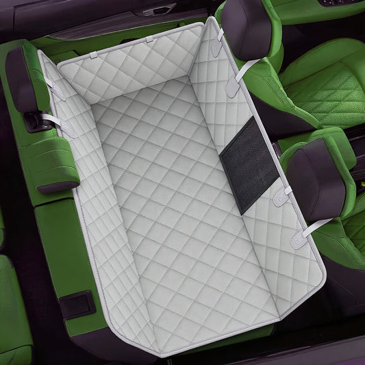 Dog Car Seat Cover for Back Seat - Waterproof Oxford & TPU Pet Seat Protector with Anti-Slip Base, Side Flaps, Seat Belt Openings & Mesh Window, Machine Washable Dog Car Cover for SUVs & Vehicles