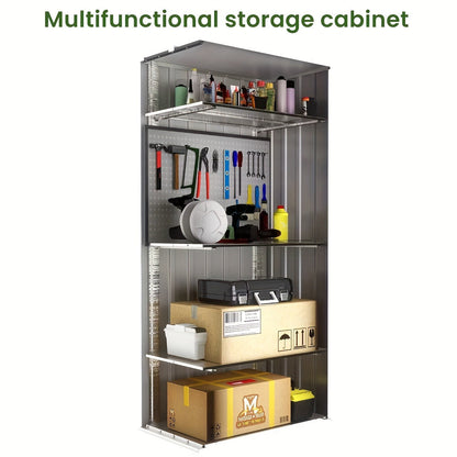 Tall Metal-Look Outdoor Storage Cabinet with Double Doors, 22 or 28 Cu Ft Checkout Capacity Options
