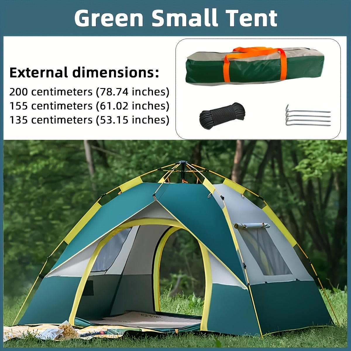 Camping Tent 4-Person Pop-Up Sunshade with Insect-Mesh Panels, Two-Door Option and M or L Sizes