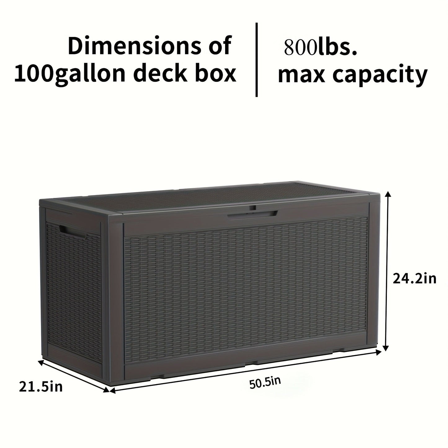 100-Gallon Rattan-Style Outdoor Deck Box with Lockable Lid, Lift Supports and Black Finish