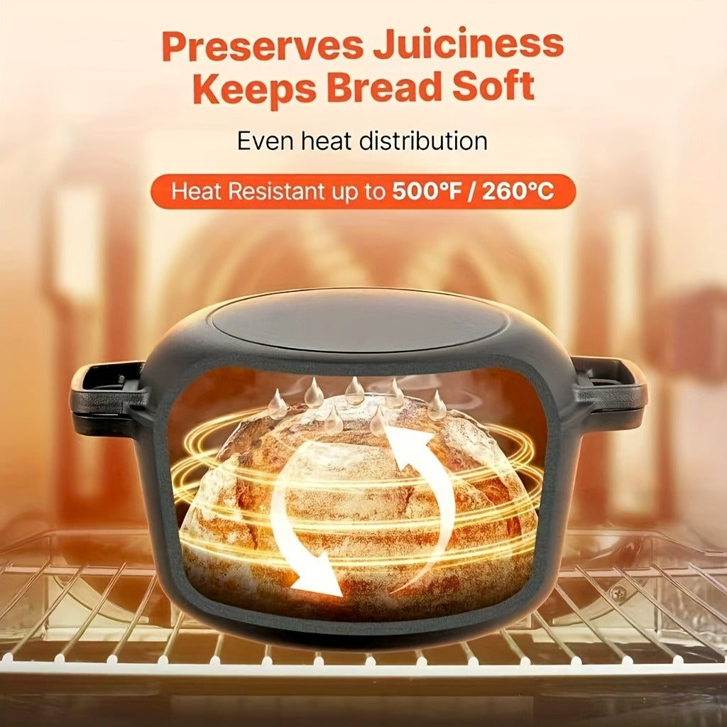 Pre-Seasoned-Labeled Cast Iron Dutch Oven with Reversible Skillet Lid, Trivet, Handle Covers and Scraper