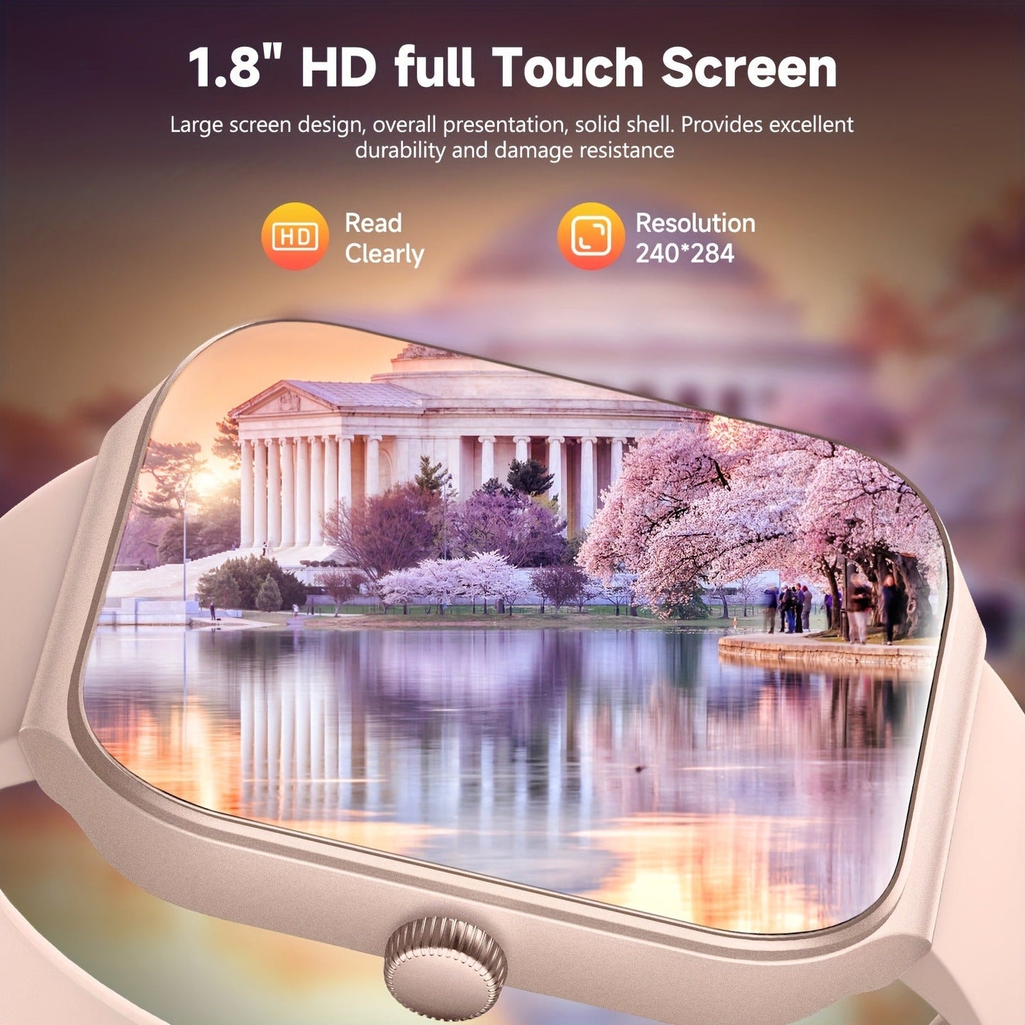 Smart Watch 1.95-Inch TFT Display with Custom Photo Faces, Calling and Three Band Color Options