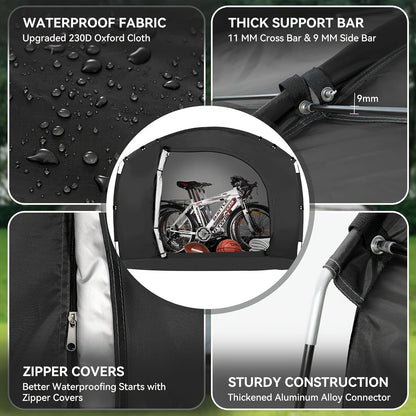 Portable Outdoor Storage Tent with Zipper Door, Carry Bag and 86 x 59 x 73-Inch Black Frame Shelter