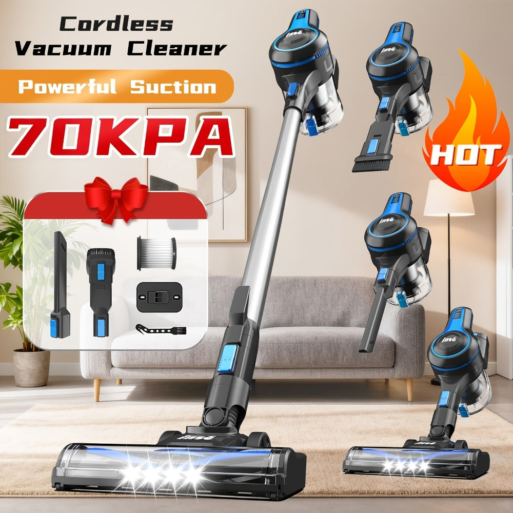 Stick and Handheld Vacuum Cleaner with LED Floor Head, Six Cordless Colors or Black Wired Model