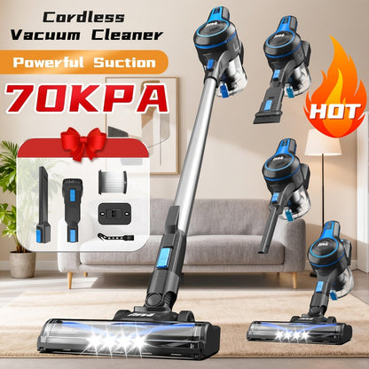 Stick and Handheld Vacuum Cleaner with LED Floor Head, Six Cordless Colors or Black Wired Model