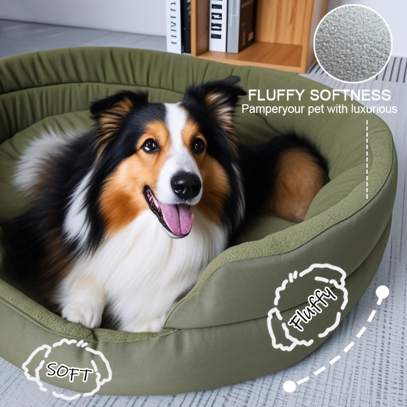 Orthopedic Dog Bed for Large Dogs - Plush Sherpa Removable Washable Cover, Memory Foam Support Pet Sofa Mat for All Seasons, Anti-Slip Bottom Kennel Crate Pad for Medium and Large Breed Dogs, 3 Sizes