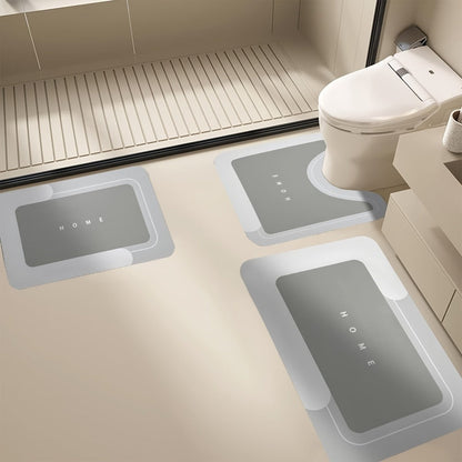 Three-Piece Bathroom Mat Set in Blue, Coffee or Gray with Toilet and Shower-Area Rug Pieces