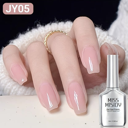 Gel Nail Polish JY05 in 16ml Ice-Transparent Nude Pink with Sheer Glass Finish and UV/LED Cure