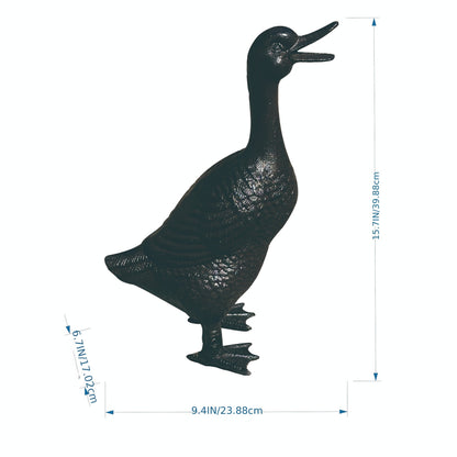 Cast Iron Mother Duck and Duckling Garden Statues in Four Outdoor Lawn Ornament Configurations
