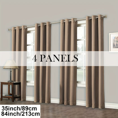 Blackout Curtains Grommet Top Room Darkening Window Drapes 4 Panels Set Living Room Bedroom