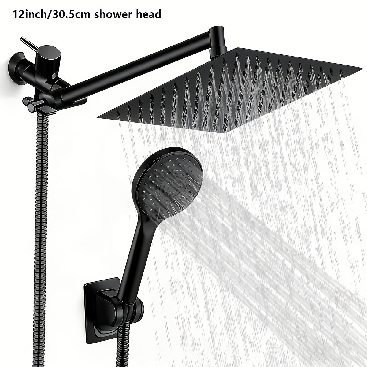 High Pressure Rainfall Shower Head Combo with Handheld Spray – 9 Spray Settings, 180° Adjustable Bracket, Stainless Steel Hose, Anti-Clog Nozzles, Modern Bathroom Shower System