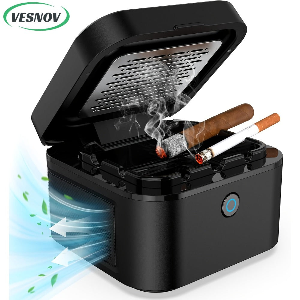Smokeless Ashtray with HEPA Filter – USB Rechargeable Indoor Ashtray for Home Office Car, 4 Filters Included, Gifts for Him Her