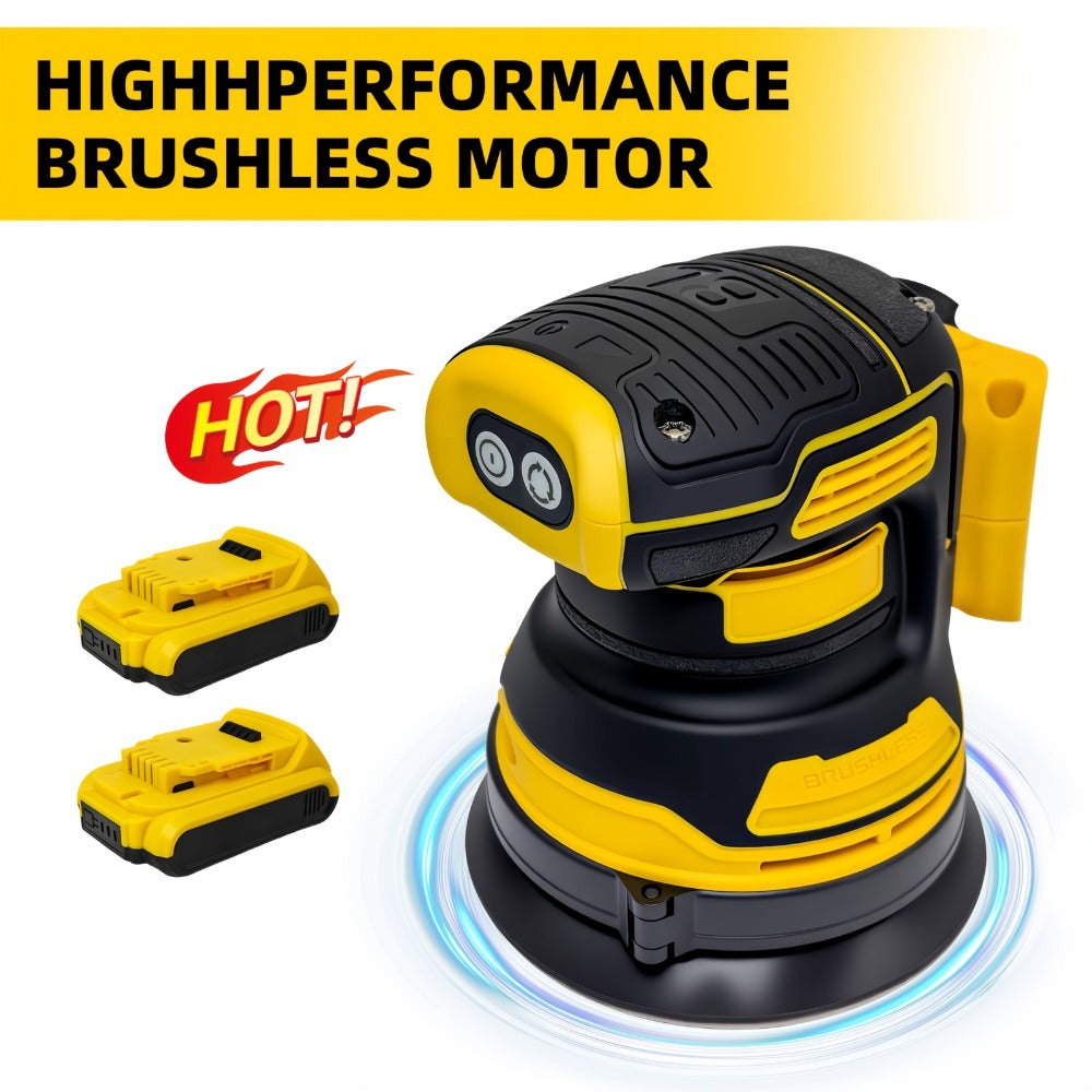 Cordless Orbital Sander Compatible with DeWalt DCB Battery – 5-Inch Brushless Motor Variable Speed Palm Sander with 30pcs Sandpapers & Dust Collection Bag for Woodworking