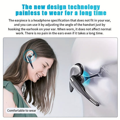Single Ear Bluetooth Business Earbud with Microphone 15-Hour Call Time 15-Day Standby Rotating Earplug Touch Control for Driving Office Sports Voice Calls Video Work