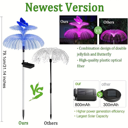 Solar Garden Lights Butterfly Jellyfish Stakes with Gradient Color Change in 2- or 4-Pack Sets