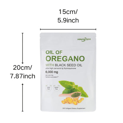 Oil of Oregano Softgels 300 Count 2-in-1 with Black Seed Oil, Ultra-High Carvacrol & Thymoquinone for Immune Support, Antioxidant Defence & Natural Antibiotic Alternative for Men & Women