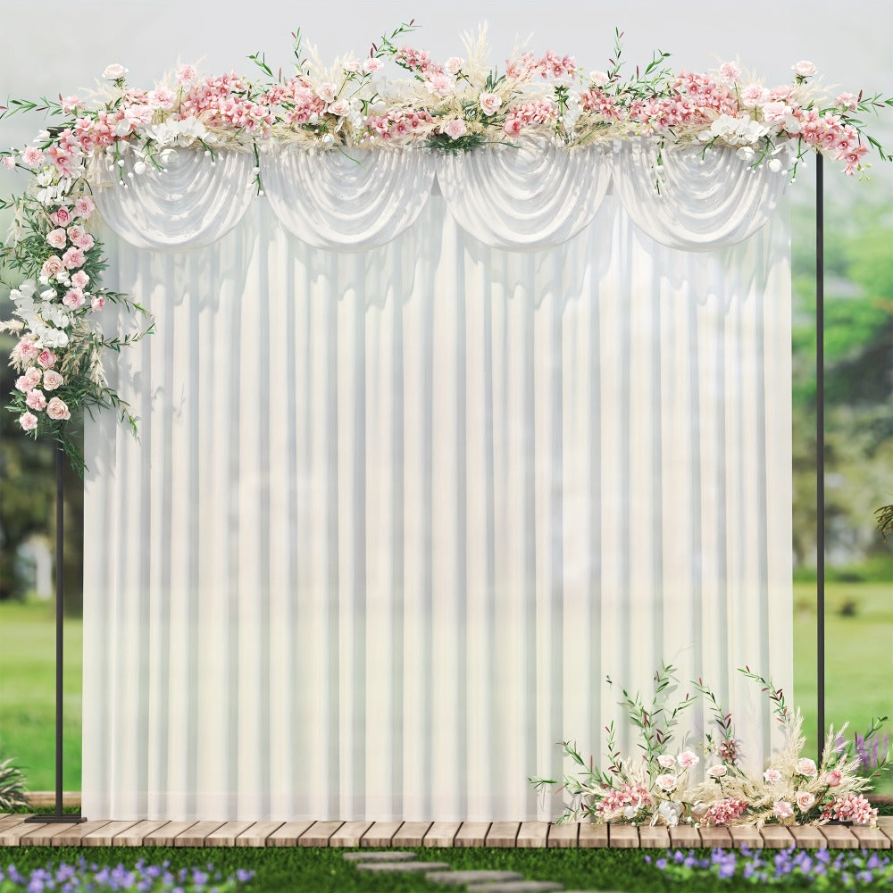 White Silk-Look Wedding Backdrop Curtain, 10 x 10 ft Single-Panel Draping for Ceremonies and Photo Backgrounds
