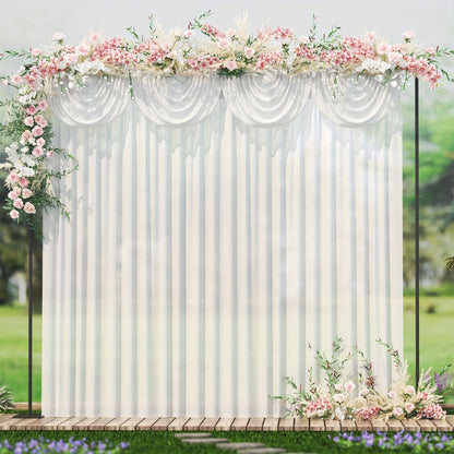 White Silk-Look Wedding Backdrop Curtain, 10 x 10 ft Single-Panel Draping for Ceremonies and Photo Backgrounds