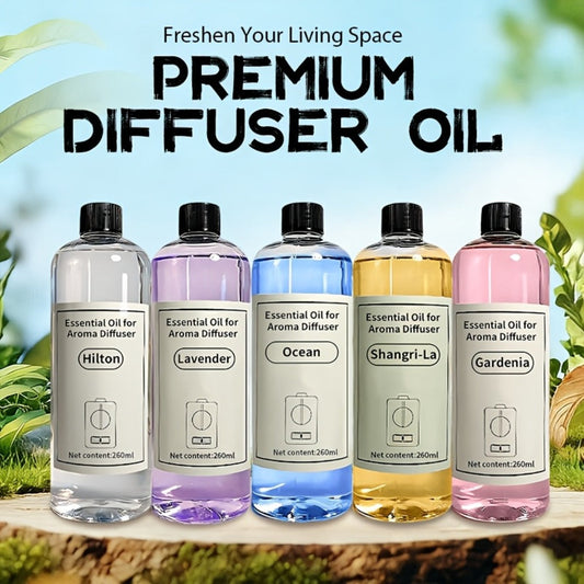 Luxury Diffuser Oil Refill 8.79oz – Premium Hotel Scents for Home Diffuser | Hilton, Shangri-La, Gardenia, Lavender & Ocean