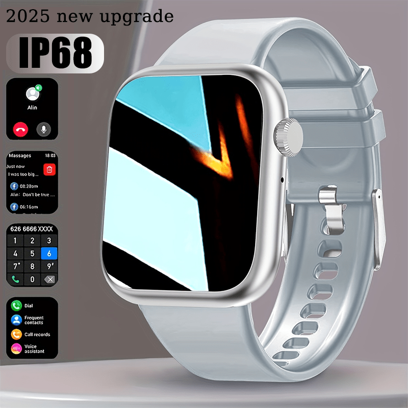 IP68 Waterproof Swimming Smartwatch Bluetooth Calling HD Display Music Control Sleep Health Monitor Long Battery Multi-Sport Modes iOS Android Compatible – Jet Black Blush Pink Silver Round