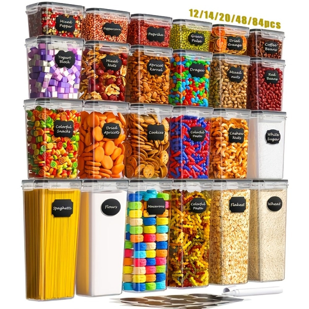 Pantry Jar Food Storage Organizer with Flip-Top Lids, Dishwasher-Safe Plastic and Six Set Sizes