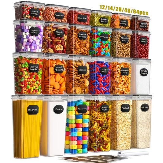 Pantry Jar Food Storage Organizer with Flip-Top Lids, Dishwasher-Safe Plastic and Six Set Sizes