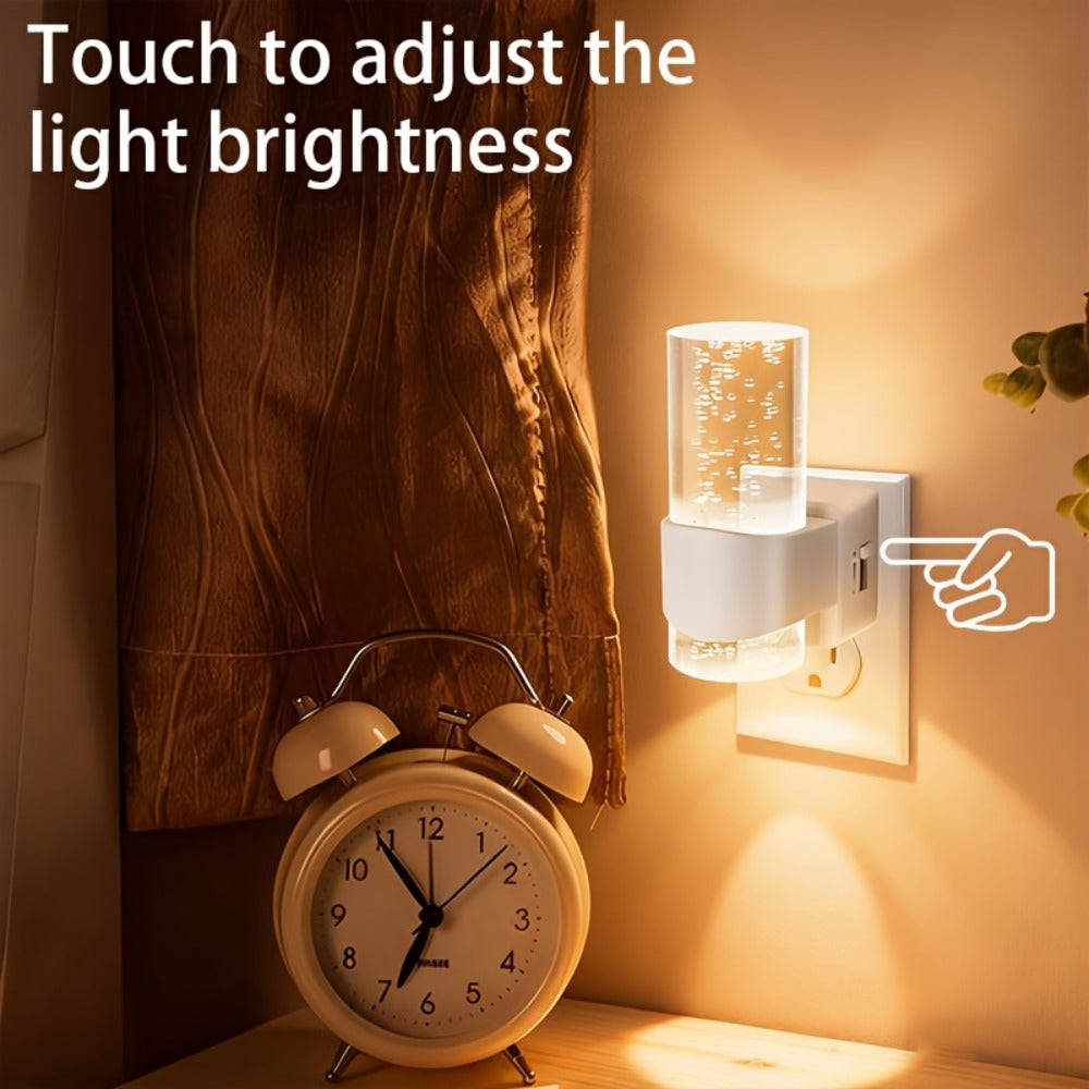 LED Night Light Plug In Wall 2 Pack – 3000K Warm White Dimmable Night Lights with Auto Light Sensor for Hallway Bedroom Bathroom Stairway – Modern Wall Plug Night Light