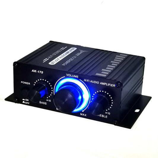 AK170 2-Channel Stereo Power Amplifier for Home Theater, Computer & Car Audio, HiFi Sound Amplifier with RCA Input, Compact Mini Amp for Passive Speakers, No Power Adapter Included