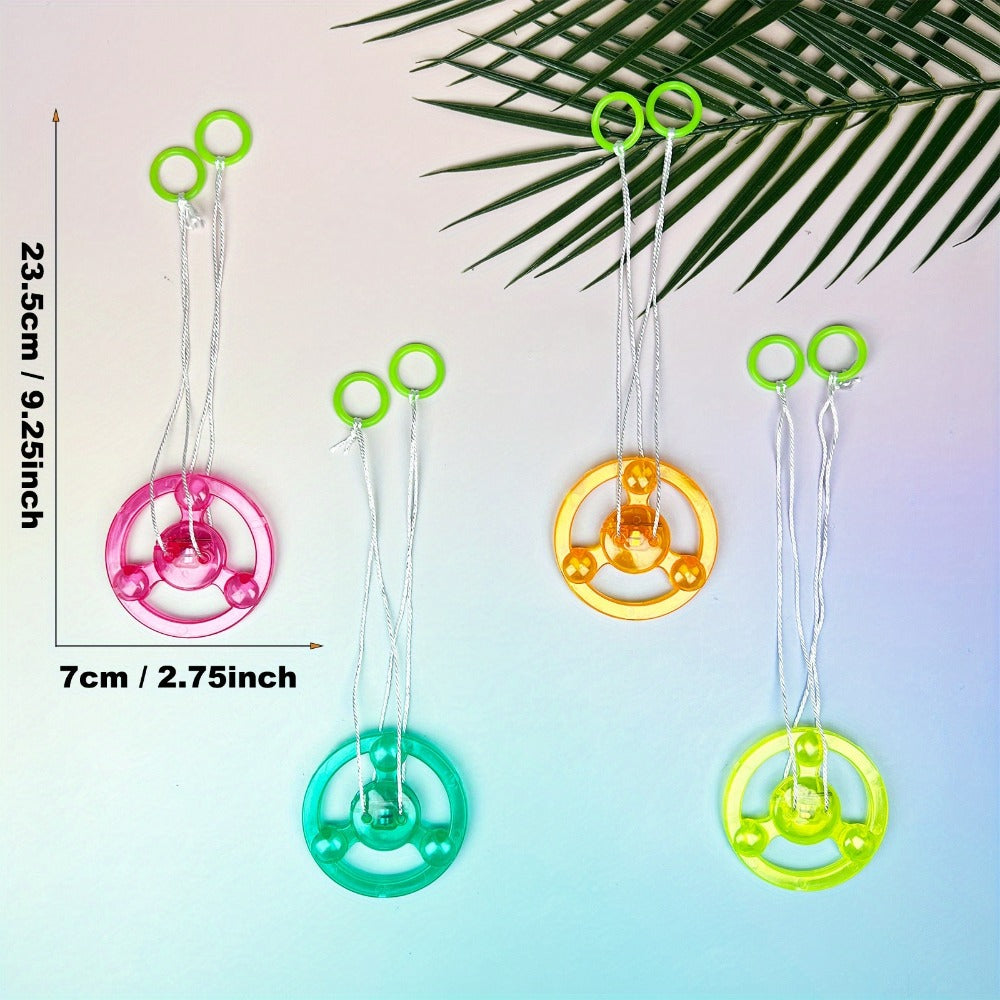 Thirty Pull-String Flywheel Spinner Toys with Four Assorted Colors and Pictured 7cm Wheel Diameter