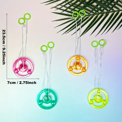 Thirty Pull-String Flywheel Spinner Toys with Four Assorted Colors and Pictured 7cm Wheel Diameter