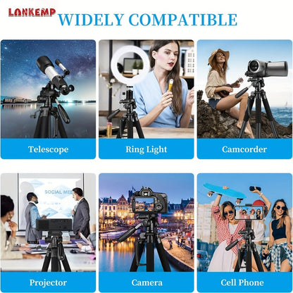 ALEiMON 74-Inch Tripod with Dual Quick Release Plate – Heavy-Duty Aluminum Alloy Camera Stand with Phone Clip & Carry Bag for DSLR, Mirrorless, Projector, Spotting Scope & Webcam
