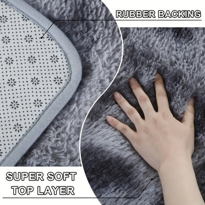 Tie-Dye Plush Area Rug with 160 x 80 cm Light Gray or 160 x 90 cm Light Gray and Dark Black Options