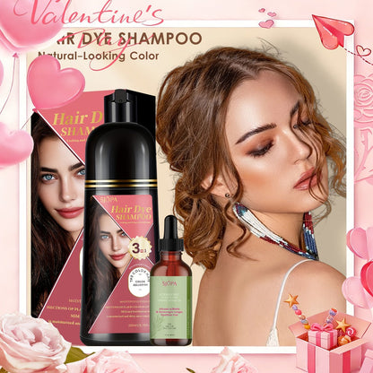 Hair Color Shampoo, SJOPA 3-in-1 Bottle-and-Dropper Set with 10 Rose, Brown, Purple and Black Color Options