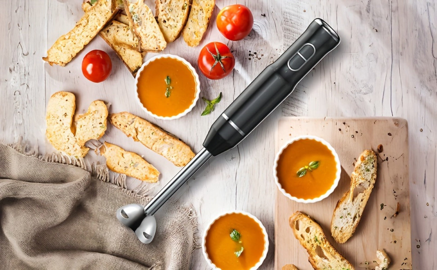 400W Immersion Blender with Two-Button Control, Detachable Shaft and 38 cm Black Handheld Body