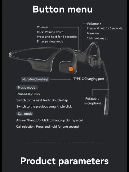 Open-Air Conduction Wireless Business Earphones Dual ENC Noise Canceling Microphones for Bedside Audio, Alarms and Room Entertainment