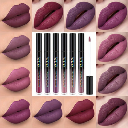 Matte Liquid Lipstick Set 6pcs Lip Glaze Long-Lasting Non-Sticky Non-Drying Colorfast Velvet Finish with Natural Scent Defines Lip Contour All-Day Wear Everyday Makeup Gift Set for Women