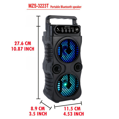 Portable Bluetooth Speaker with Dual 3-Inch Drivers, LED Lights, USB, TF, FM and 3.5mm AUX