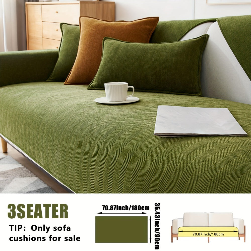 Sofa Cover Ribbed Chenille Stretch Panels with Non-Slip Design for 1 to 4 Seats, Armrests or Cushions