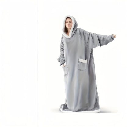 Hooded Wearable Blanket – Double-Sided Flannel Suede Hoodie Blanket for Women & Men, 500gsm Oversized Warm Cozy Sweatshirt