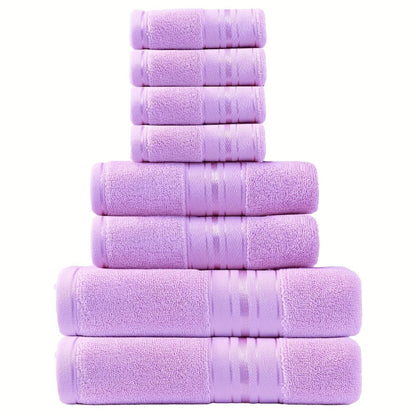Towel Set 8 Piece 550GSM Pure Cotton Vintage Striped Bath, Hand Towels and Washcloths for Home and Guest Use