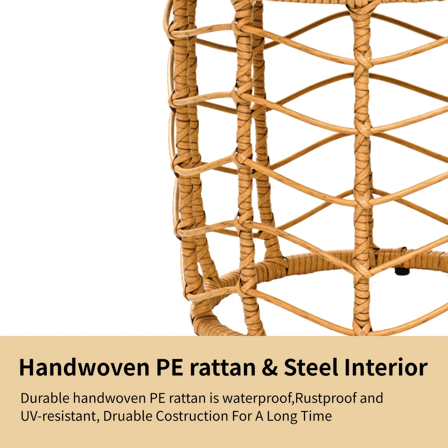 Outdoor Side Table Set of 2 Nesting PE Wicker Frames with Tempered Glass Tops for Patio or Balcony Layouts